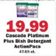 Schnucks Cascade Platinum Plus Dish Detergent ActionPacs offer