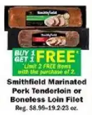 Schnucks Smithfield Marinated Pork Tenderloin or Boneless Loin Filet offer
