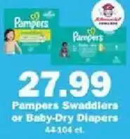 Schnucks Pampers Swaddlers or Baby-Dry Diapers offer