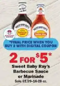 Schnucks Sweet Baby Ray's Barbecue Sauce or Marinade offer
