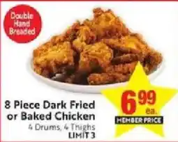 Save Mart Double Hand Breaded 8 Piece Dark Fried or Baked Chicken offer