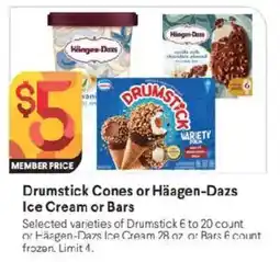 Raley's Drumstick Cones or Häagen-Dazs Ice Cream or Bars offer