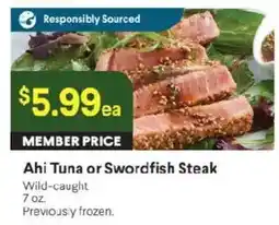 Raley's Ahi Tuna or Swordfish Steak offer
