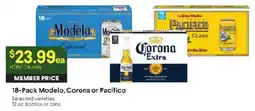 Raley's 18-Pack Modelo, Corona or Pacifico offer