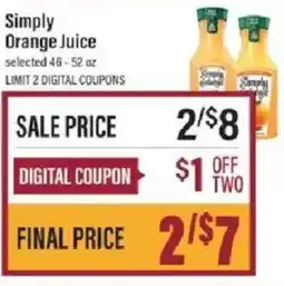 Lowes Foods Simply orange juice offer