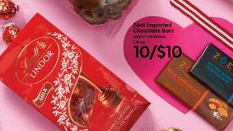Hy-Vee Zöet Imported Chocolate Bars offer