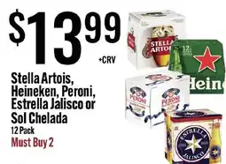 Jons International Stella Artois, Heineken, Peroni, Estrella Jalisco or Sol Chelada offer