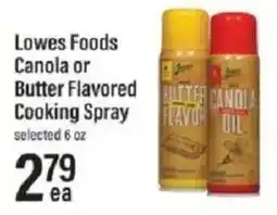 Lowes Foods Lowes Foods Canola or Butter Flavored Cooking Spray offer