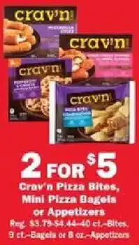 Schnucks Crav'n Pizza Bites, Mini Pizza Bagels or Appetizers offer