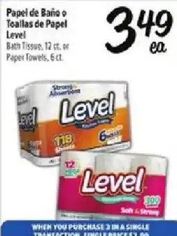 Fiesta Mart Level bath tissue or paper towels offer