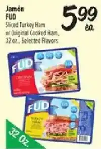 Fiesta Mart Fud sliced turkey ham or original cooked ham offer