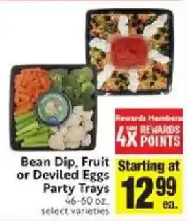 Bean Dip, Fruit or Deviled Eggs Party Trays