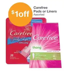 Kinney Drugs Carefree Pads or Liners offer