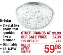 Menards Kriska crystal like shade that sparkles like a diamond offer