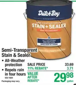 Menards Dutch Boy semi-transparent stain & sealer offer