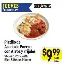 La Michoacana Stewed Pork with Rice & Beans Platter offer