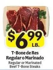 La Michoacana T-Bone de Res Regular or Marinated Beef T-Bone Steaks offer