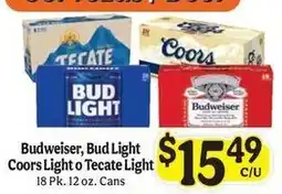 La Michoacana Budweiser, Bud Light, Coors Light or Tecate Light offer