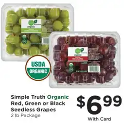 Ralphs Simple Truth Organic Red, Green or Black Seedless Grapes offer