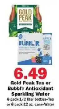 Schnucks Gold Peak Tea or Bubbl'r Antioxidant Sparkling Water offer