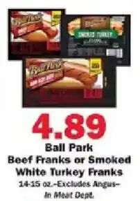 Schnucks Ball Park Beef Franks or Smoked White Turkey Franks offer