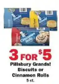 Schnucks Pillsbury Grands! Biscuits or Cinnamon Rolls offer