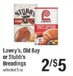 Lowes Foods Lawry's, Old Bay or Stubb's Breadings offer