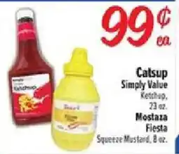 Fiesta Mart Catsup Simply Value Ketchup, Mostaza Fiesta Squeeze Mustard offer