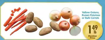 Yellow Onions, Russet Potatoes or Bulk Carrots