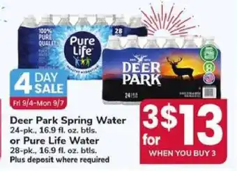 Deer Park Spring Water or Pure Life Water