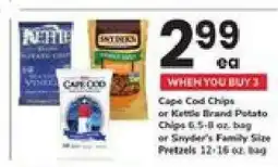 Safeway Cape Cod Chips or Kettle Brand Potato Chips or Snyder's Family Size Pretzels offer