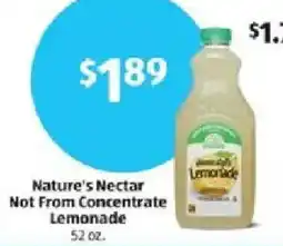 Aldi Nature's Nectar Lemonade offer