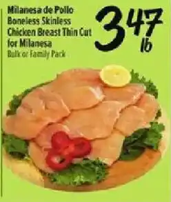 Fiesta Mart Milanesa de Pollo Boneless Skinless Chicken Breast Thin Cut for Milanesa offer