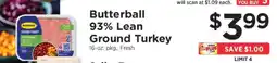 ShopRite Butterball 93% Lean Ground Turkey offer