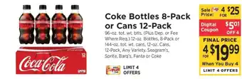 ShopRite Coke Bottles 8-Pack or Cans 12-Pack offer