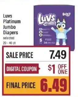 Lowes Foods Luvs Platinum Jumbo Diapers offer