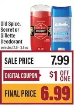 Lowes Foods Old Spice, Secret or Gillette Deodorant offer