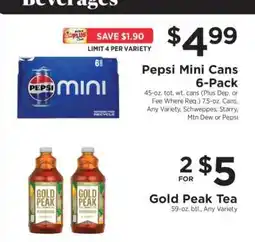 ShopRite Pepsi Mini Cans 6-Pack offer
