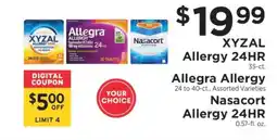 ShopRite XYZAL Allergy 24HR, Allegra Allergy, Nasacort Allergy 24HR offer