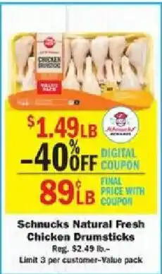 Schnucks Schnucks Natural Fresh Chicken Drumsticks offer