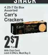 Key Food Carr's Crackers offer