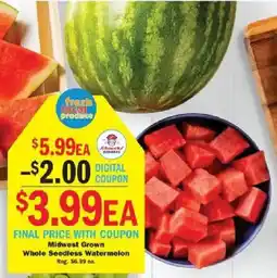 Schnucks Kroger Midwest Grown Whole Seedless Watermelon offer
