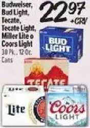 El Super Budweiser, Bud Light, Tecate, Tecate Light, Miller Lite or Coors Light offer
