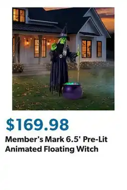 Sam's Club Member's Mark 6.5' Pre-Lit Animated Floating Witch offer