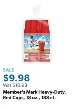 Sam's Club Member's Mark Heavy-Duty, Red Cups, 18 oz., 188 ct offer