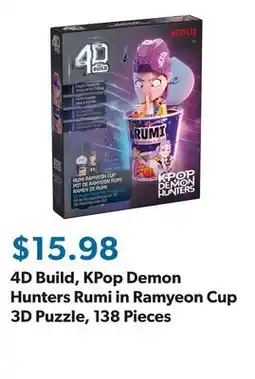 Sam's Club 4D Build, KPop Demon Hunters Rumi in Ramyeon Cup 3D Puzzle, 138 Pieces offer