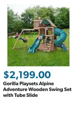 Sam's Club Gorilla Playsets Alpine Adventure Wooden Swing Set with Tube Slide offer