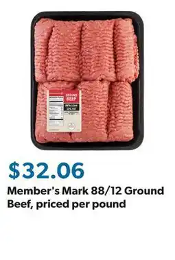 Sam's Club Member's Mark 88/12 Ground Beef, priced per pound offer