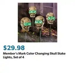 Sam's Club Member's Mark Color Changing Skull Stake Lights, Set of 4 offer