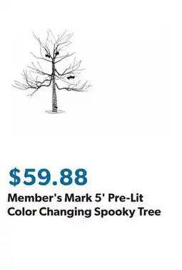 Sam's Club Member's Mark 5' Pre-Lit Color Changing Spooky Tree offer